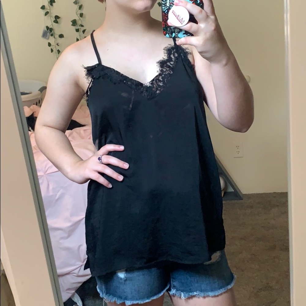 Black silk cami